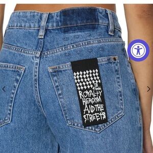 Ksubi Blue Straight Leg Jeans with Graphic Detail